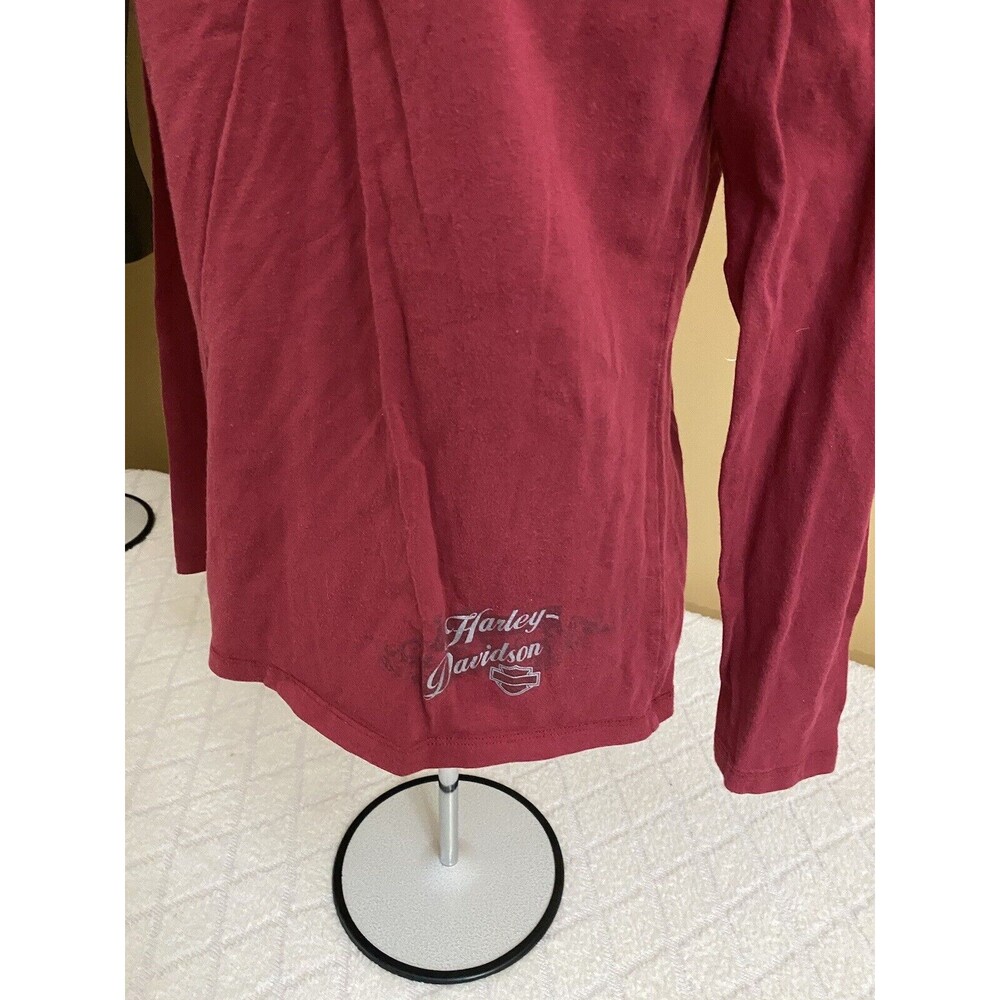Vintage Harley Davidson York PA USA Made Women’s Red Long Sleeve Top Size Large - Picture 3 of 16